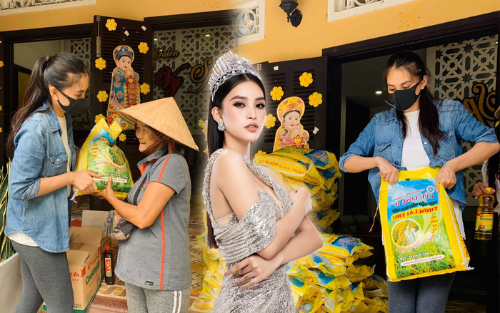 Hoa hậu Tiểu Vy cùng mẹ trao 1000 ký gạo cho bà con khó khăn tại Hội An