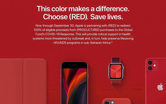 Mỗi chiếc iPhone màu đỏ bán ra sẽ được Apple quyên góp cho quỹ chống Covid-19 toàn cầu