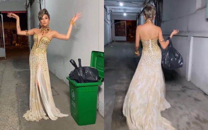 Võ Hoàng Yến mặc váy dạ hội 11 năm trước để đi đổ rác, fan cười bể bụng vì độ lầy