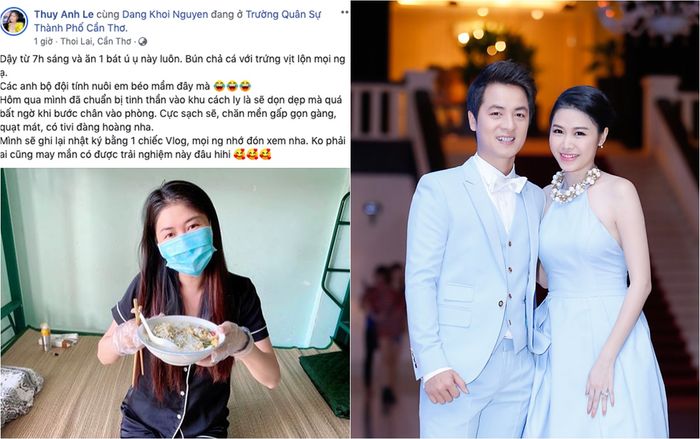 Bà xã Đăng Khôi hạnh phúc chia sẻ hình ảnh tại khu cách ly trong ngày đầu về nước, sau khi bị mắc kẹt tại Singapore