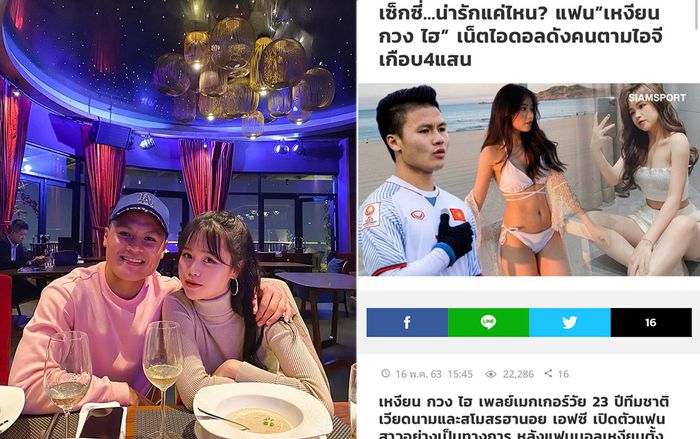 Chuyện tình cảm của Quang Hải bất ngờ lên báo Thái nhưng nhìn ảnh bạn gái lại 'quá sai'