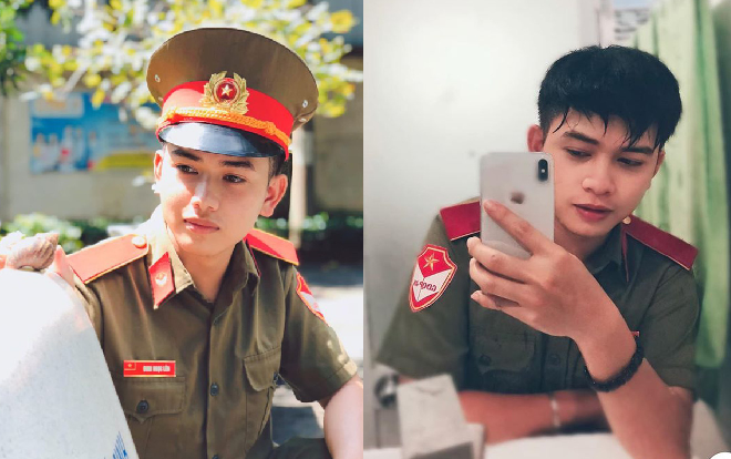 Gương mặt điển trai của nam sinh thực tập khoác lên mình bộ quân phục khiến CĐM 'đứng ngồi không yên'