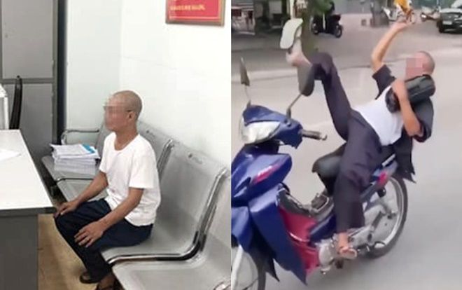 'Quái xế' 62 tuổi chạy xe máy buông cả hai tay, nằm ngả ra yên xe bị xử phạt 8,25 triệu đồng