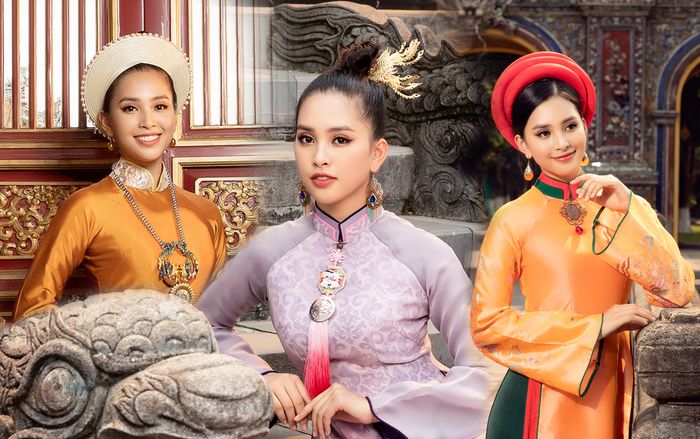 Hoa hậu Tiểu Vy diện áo dài dệt gấm thêu hoa, đẹp rạng rỡ giữa cố đô Huế