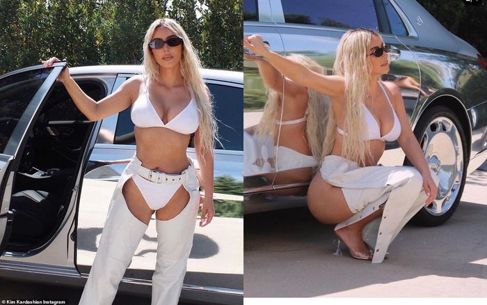 Kim Kardashian diện nội y khó hiểu thả dáng bên cạnh siêu xe
