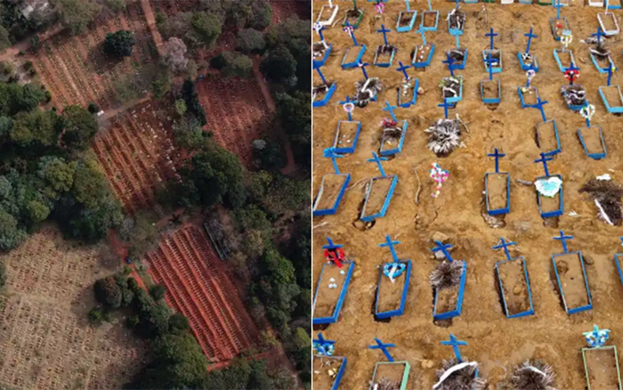 Công nhân làm việc 12 tiếng/ngày để đào mồ chôn tập thể nạn nhân COVID-19