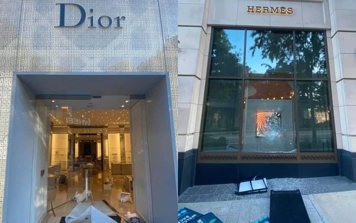 Đau xót khi loạt cửa hàng Dior, Louis Vuitton tại Mỹ bị đập phá cướp bóc nặng nề