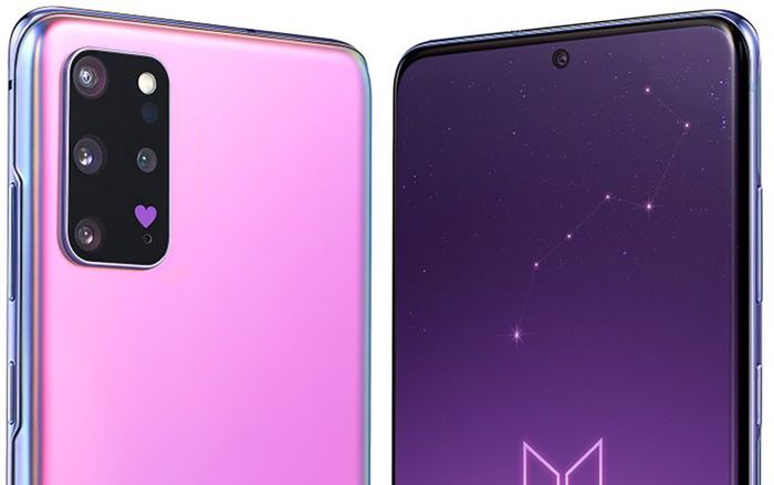 Lộ ảnh Samsung Galaxy S20+ phiên bản BTS: Tím thuỷ chung, tim tung toé