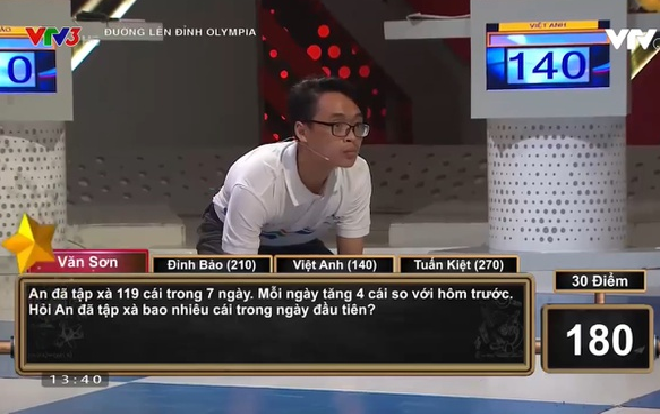 Câu hỏi Toán ‘hack não’ các thí sinh Olympia: Nam sinh ngồi hẳn xuống sàn để giải nhưng cũng 'bó tay'