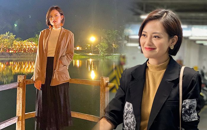 Thùy Anh mặc áo len cổ lọ, diện toàn đồ mùa đông giữa thời tiết oi bức 40 độ