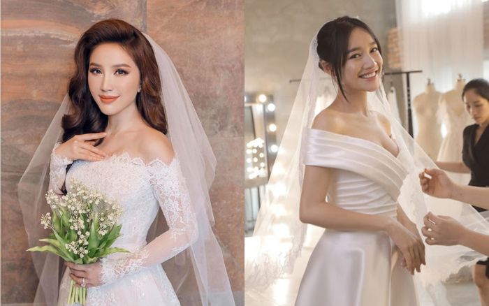 Bảo Thy, Nhã Phương khiến fan thổn thức với váy cưới khoe xương quai xanh cực phẩm