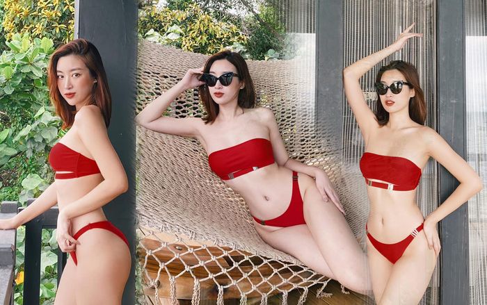 Lần hiếm hoi Đỗ Mỹ Linh diện bikini đỏ rực khoe body siêu chuẩn khiến fan ngây ngất
