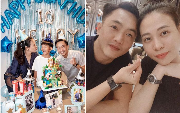 Vợ chồng Cường Đô La rạng rỡ trong tiệc sinh nhật Subeo nhưng thân hình 'phát tướng' của Đàm Thu Trang lại khiến dân tình chú ý hơn cả