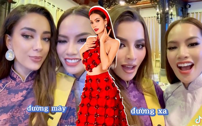 Hoàng Phương dạy đối thủ Miss Grand đọc thơ mượt mà bằng tiếng Việt