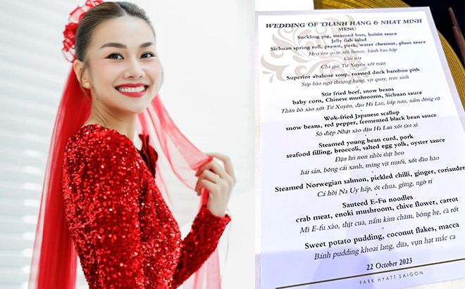 Hé lộ thực đơn sang chảnh trong tiệc cưới của Thanh Hằng