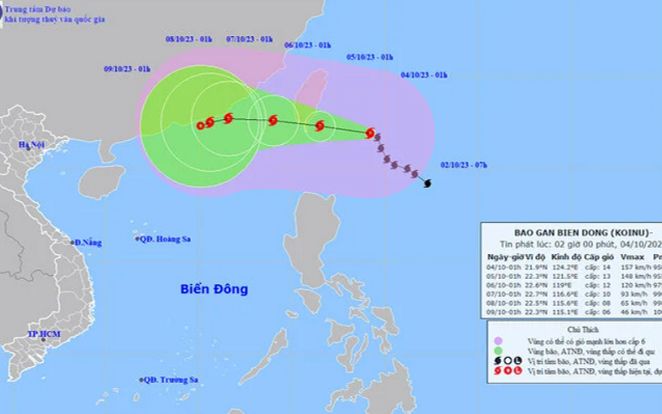 Thời điểm bão Koinu đổ bộ Biển Đông?