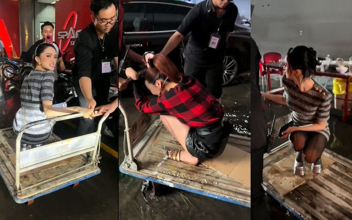 Hương Giang và Lan Khuê được 'xe chở hàng' hộ tống đến trường quay