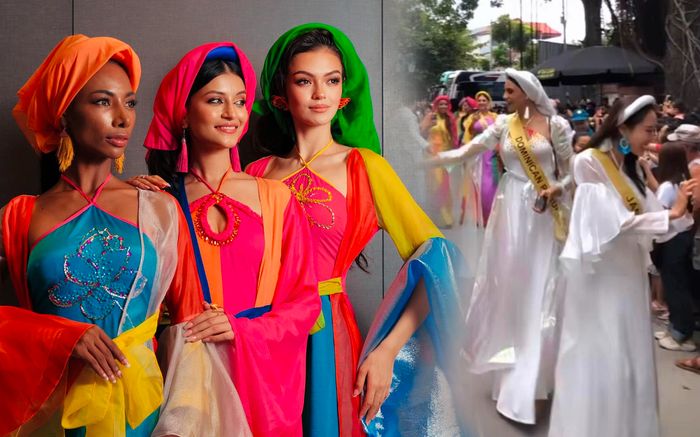 Thí sinh Miss Grand nền nã với trang phục tứ thân, được fan Việt tiếp đón nồng nhiệt