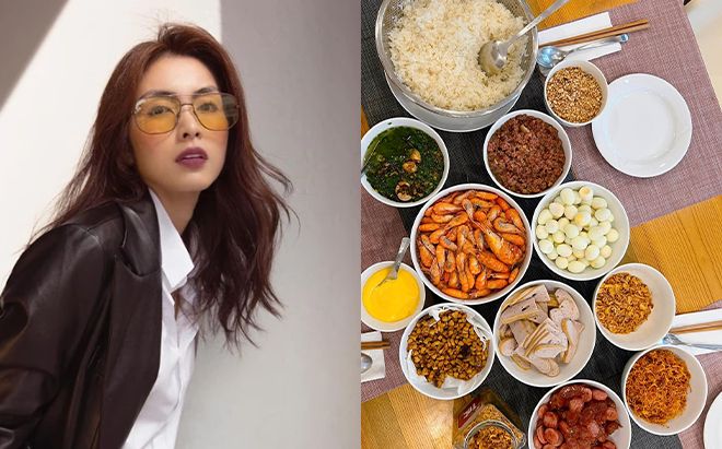 Tăng Thanh Hà trổ tài ngâm nếp nấu xôi, nhìn loạt món ăn kèm mà choáng váng