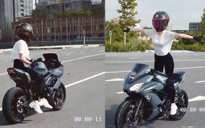 Nữ người mẫu nổi tiếng thả 2 tay khi lái mô tô bị xử phạt