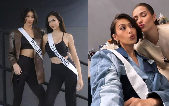 2 chị đẹp Thái Lan - Philippines 'thả thính' công khai ở Miss Universe khiến fan bấn loạn