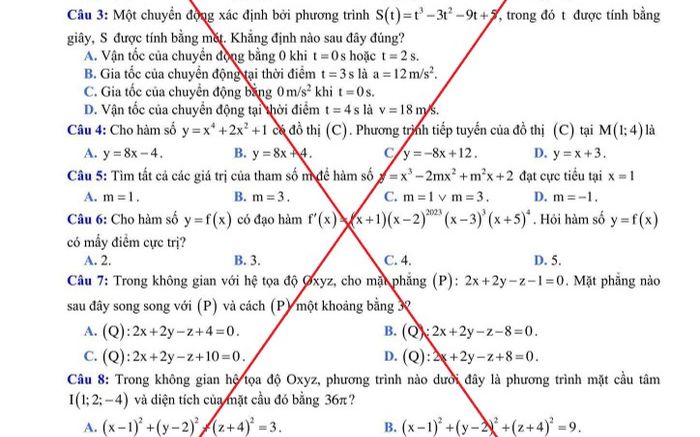 Đề thi tham khảo môn Toán kỳ thi Tốt nghiệp THPT 2025 đang lan truyền trên MXH là giả