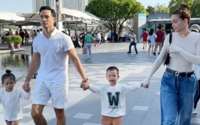 Hồ Ngọc Hà - Kim Lý đưa các nhóc tỳ đi vi vu, vóc dáng nổi bật của quý tử Subeo gây chú ý
