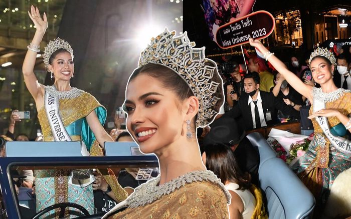 Á hậu 1 MU Anntonia đẹp tựa nữ thần trở về quê nhà, đội vương miện diễu hành giữa 'biển người'