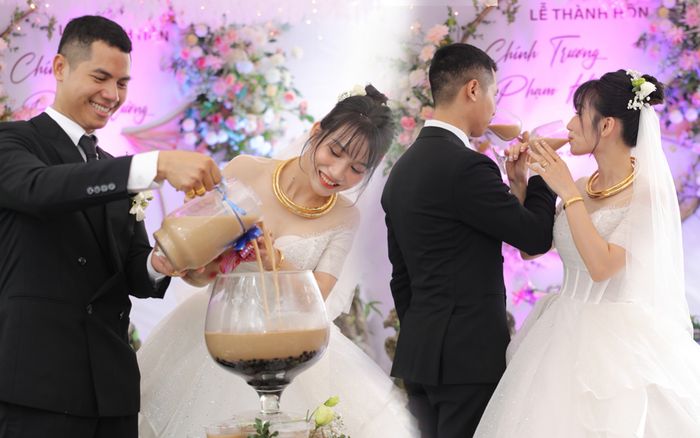 Cặp đôi ở Hà Nội rót trà sữa thay rượu vang trong đám cưới, chú rể tiết lộ điều bất ngờ