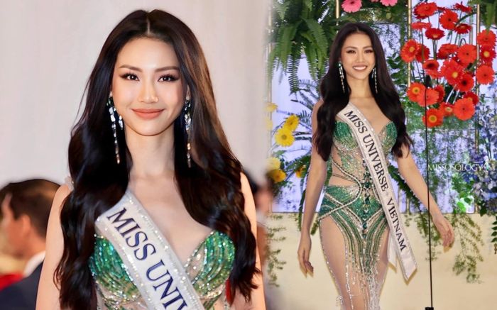 Bùi Quỳnh Hoa hở bạo với váy xuyên thấu trong tiệc tối Miss Universe, có 'ăn đứt' được diện Venezuela?