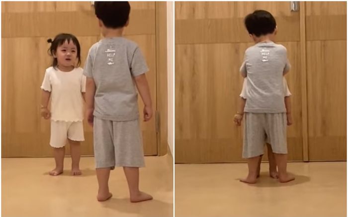 Cậu bé độ tuổi mầm non khiến dân mạng thích thú với màn dỗ dành em gái đầy tình cảm