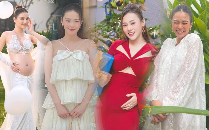 Thời trang mẹ bầu Vbiz: Phương Oanh - Phương Trinh Jolie sexy hết cỡ, Minh Hằng 'kín cổng cao tường'