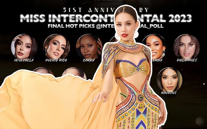 Ngọc Hằng đang ở vị trí nào trong bảng dự đoán Miss Intercontinental trước chung kết?