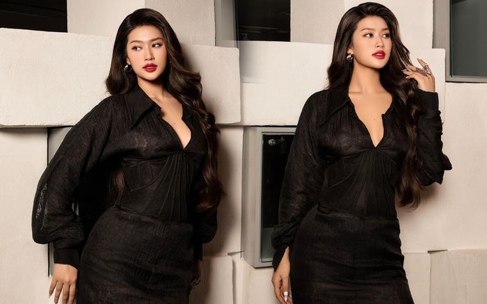 Vóc dáng khó hiểu của Thiên Ân trong cùng trang phục và kiểu tạo dáng