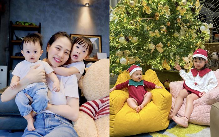 Đàm Thu Trang hé lộ bộ ảnh Giáng sinh đậm 'mùi tiền' của hai nhóc tỳ