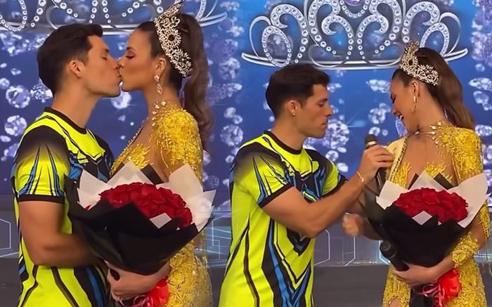 Miss Grand International 2023 hội ngộ bạn trai sau thi quốc tế, thoải mái trao nhau nụ hôn tại sân khấu