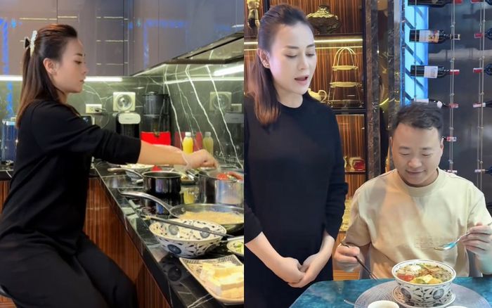Phương Oanh vác bụng bầu học nội trợ, kê ghế ngồi nấu ăn đãi Shark Bình: Nghe xưng hô biết liền vợ đảm