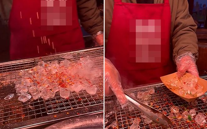 Độc lạ món 'đá viên nướng' khấy đảo tín đồ ăn vặt đường phố