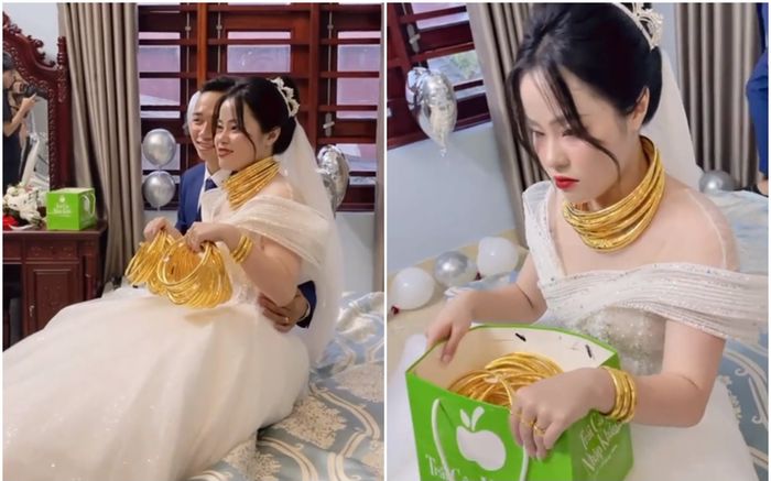 Cô dâu khoe vàng cưới tính bằng kg, dân tình đua nhau xuýt xoa: Chỉ biết ước!