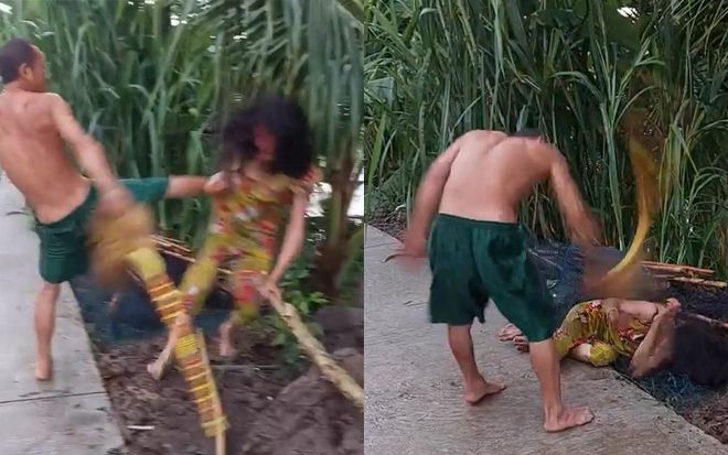 Bắt khẩn cấp người chồng dùng chổi đánh vợ đến bất tỉnh rồi kéo lê trên đường