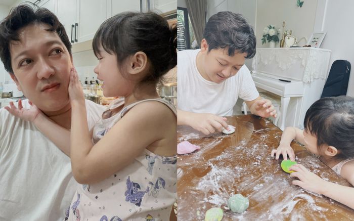 Bố bỉm Trường Giang chơi cùng con, góc nghiêng của ái nữ Destiny lọt vào khung hình 'gây sốt'