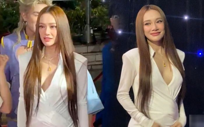 Nhã Phương 'sáng bừng' visual qua camera thường, diện váy xẻ tà cao dù đang bầu bí