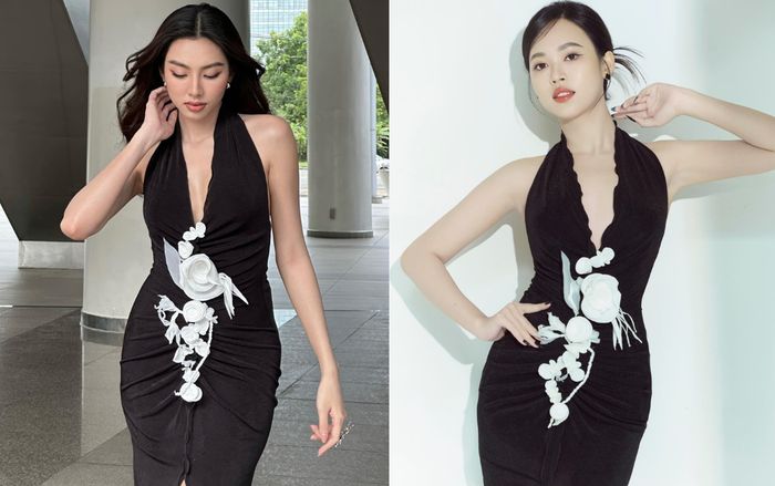 Hoa hậu Thùy Tiên 'chặt đẹp' đàn em khi cùng diện mẫu váy đen bèo nhúm