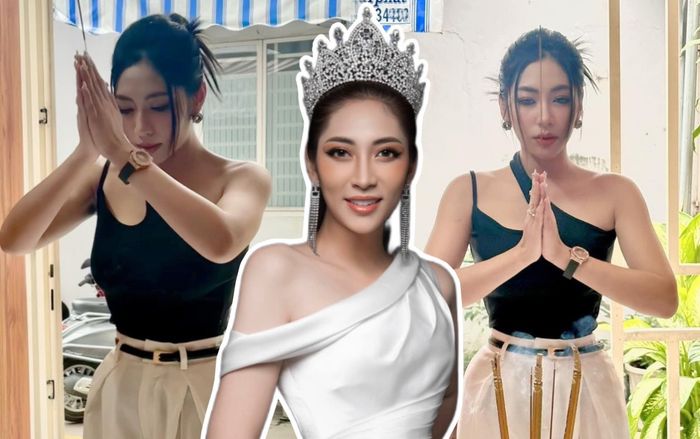 Hoa hậu Đặng Thu Thảo diện áo hai dây cúng tổ, dân mạng lập tức phản ứng