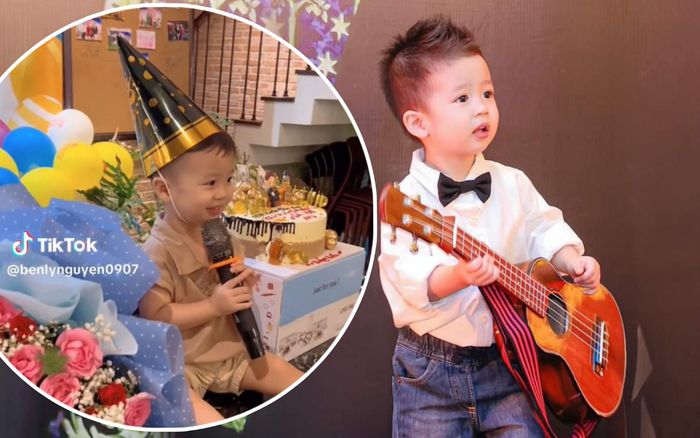 Con trai Bằng Kiều cầm micro hát ca khi mới 2 tuổi, được kỳ vọng nối nghiệp bố