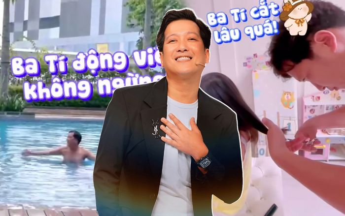 Trường Giang trong ngày lễ: Chăm vợ con chu đáo, trổ tài cắt tóc, dạy bơi lội