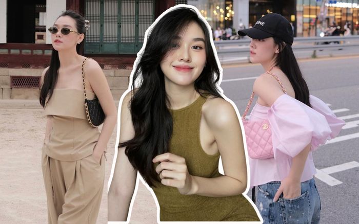 Á hậu Tường San khoe vai trần, nhan sắc ngọt lịm trên phố Hàn Quốc