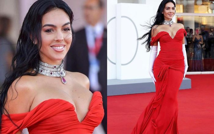 Bạn gái Ronaldo dát trang sức bạc tỉ, phô trọn body 'đồng hồ cát' tại LHP Venice
