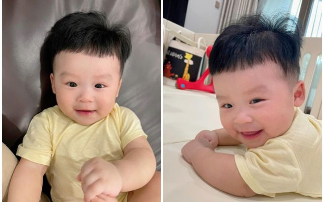 Sam cắt tóc cho con trai lai Hàn, vẻ ngoài của nhóc tỳ gây đốn tim