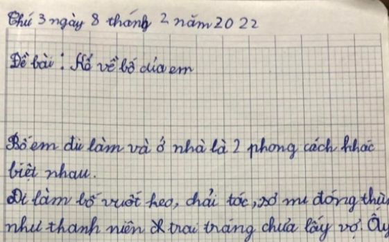 Bài văn 'tả về bố' khiến mẹ đọc xong thích thú vì được nói hộ nỗi lòng